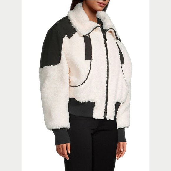 NEW Moose Knuckles Size Small Women's Sherpa Nellis Cropped Bomber - Ivory - Picture 4 of 6